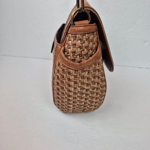 Brooks Brothers Natural Straw Weave with Leather Trim Crossbody - Picture 4 of 16